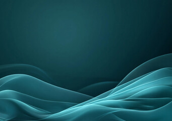 Abstract Flowing Teal Light Waves on Dark Background &ndash; Smooth Digital Motion Design