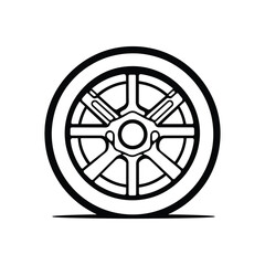 Car Wheel Rim Design, Auto Part Icon with Transparent Background Outline Style