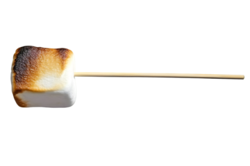 Isolated Roasted Marshmallow On A Stick Against Transparent Background