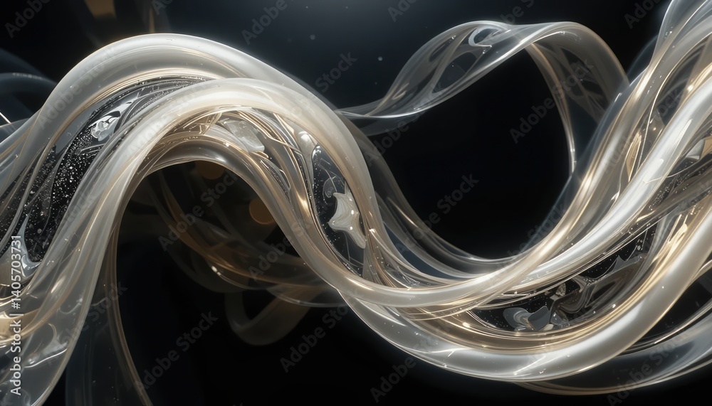Poster fluid motion abstract art digital realm 3d render dark environment dynamic viewpoint conceptual desi