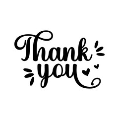 Thank you typography design on plain white transparent isolated background for card, shirt, hoodie, sweatshirt, apparel, tag, mug, icon, poster or badge