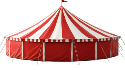 Isolated Red And White Striped Circus Tent Illustration Transparent Background