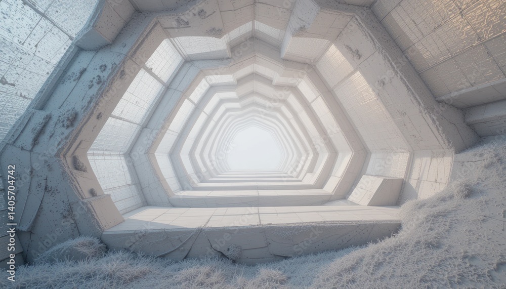 Poster intriguing architectural tunnel design digital space 3d render modern environment abstract viewpoint