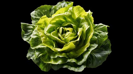 Obraz premium Close-up of a vibrant, round head of lettuce.