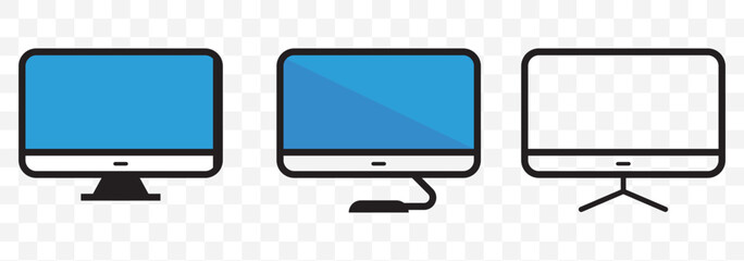 Monitor icon design vector template Computer display isolated icon on Transparent Background. EPS 10.