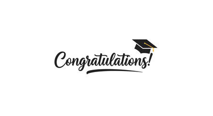 Congratulations! - graphic with graduation cap on transparent background
