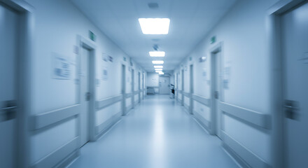 Hospital Corridor: A Blurred Path to Healing AI Generated