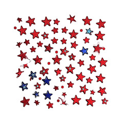 Fototapeta premium Isolated Stars Illustration with Red and Blue Elements on Transparent Black Background
