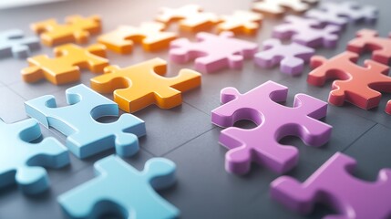 Obraz premium Customer segmentation data visualization puzzle pieces fitting together in a marketing strategy