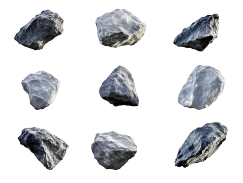 Isolated Stones On Transparent Background Realistic Photo