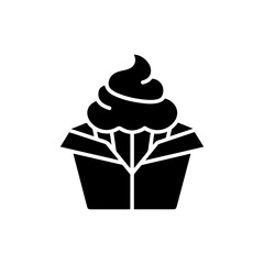 Cupcake with a box symbolizing dessert delivery