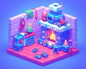 Cozy Christmas Fireplace Scene (3)