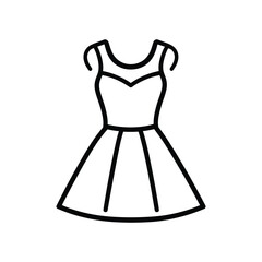 Dress Icon with Short Sleeves and A Line Skirt in a Trendy Outline Style