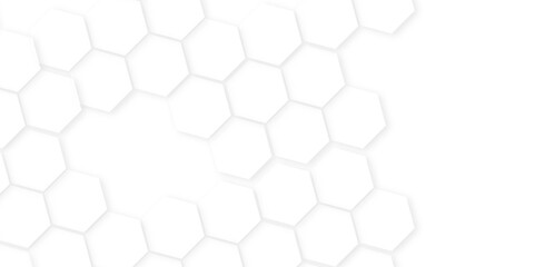 Abstract hexagon background,Minimal white hexagonal hexagon modern technology,abstract geometric science and mosaic tile with template texture background.white and gray hexagon honeycomb geometric cop
