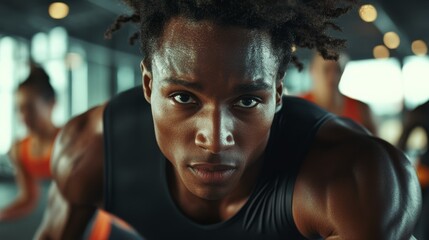Personal trainer leading fitness class. Featuring energetic participants and dynamic exercises