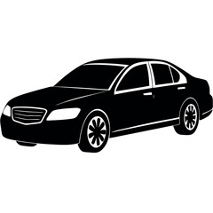Simple Sedan Silhouette High-Quality Vector for Car Branding