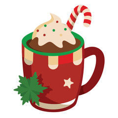 Christmas hot cocoa clipart on white background 