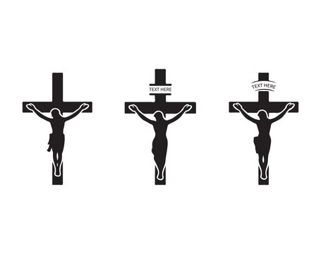 Good friday cross symbol set silhouette vector on white background