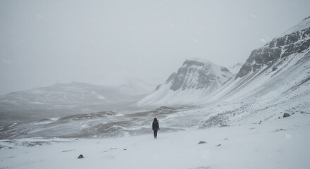 Solitude's Embrace: A Winter's Journey AI Generated