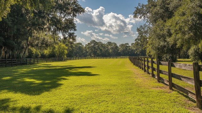 Sprawling Pasture: Lush Acreage for Horses with Paddocks in Ocala, Florida