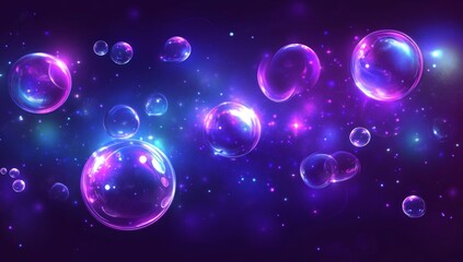 Cosmic soap bubbles in a vibrant purple and blue nebula