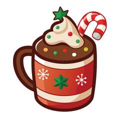 Christmas hot cocoa clipart on white background 