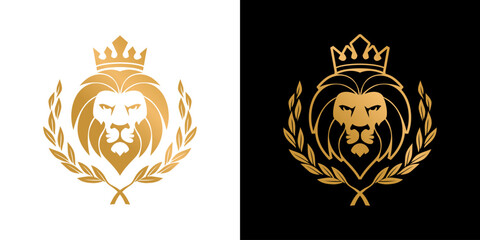 lion king silhouette logo vector, gold lion king logo