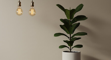 Warm Light, Fiddle Leaf Fig: 3D Rendered Serenity AI Generated