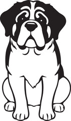 Saint Bernard dog. Hand drawn vector illustration	