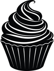 Cupcake Silhouette Vector | Dessert, Sweet Treat & Bakery Shape