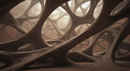 Subtle Earth Tones: 3D Render of Organic Abstract Forms AI Generated