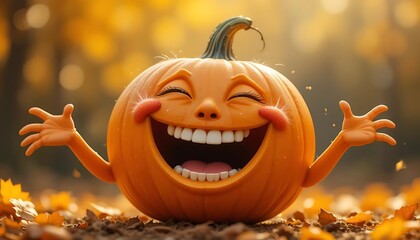 Carved orange pumpkin face glows as a spooky jack-o-lantern, an evil symbol of the fall halloween celebration