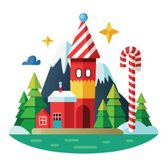 Obraz premium Christmas North Pole clipart on white background 