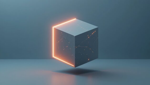 Dynamic neon cube animation digital art studio 3d render contemporary space close-up view modern aesthetic for creative inspiration