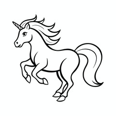 magical cute unicorn line art vector outline and drawing for children to learn to color according to the picture