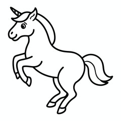magical cute unicorn line art vector outline and drawing for children to learn to color according to the picture