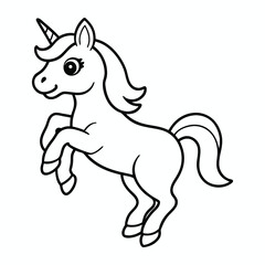 magical cute unicorn line art vector outline and drawing for children to learn to color according to the picture