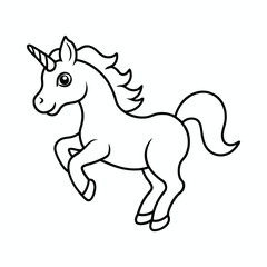 magical cute unicorn line art vector outline and drawing for children to learn to color according to the picture