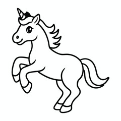 magical cute unicorn line art vector outline and drawing for children to learn to color according to the picture