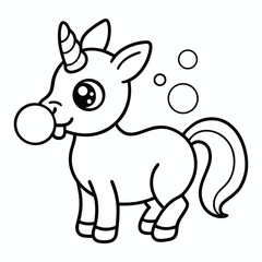 magical cute unicorn line art vector outline and drawing for children to learn to color according to the picture