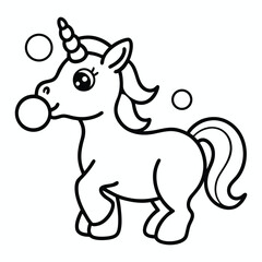 magical cute unicorn line art vector outline and drawing for children to learn to color according to the picture