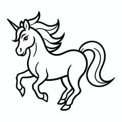 Beautiful unicorn cartoon vector coloring book and Magical Fantasy Animal Illustration