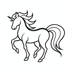 Vector illustration of unicorn coloring book Line Art Illustration Magical Creature Outline Art