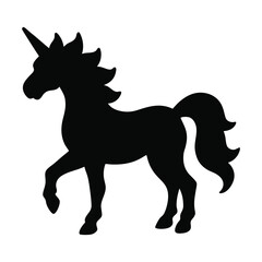 simple cartoon Unicorn Silhouette vector for coloring book illustration