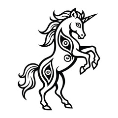 Vector illustration of unicorn coloring book Line Art Illustration Magical Creature Outline Art