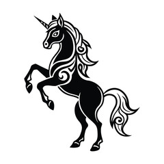Modern Unicorn Icon Fantasy Horse Line Art Vector Illustration
