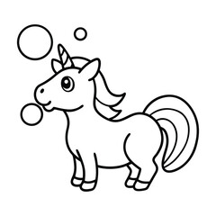 Modern Unicorn Icon Fantasy Horse Line Art Vector Illustration