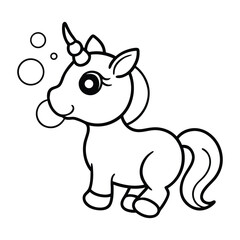 Outlined Beautiful Unicorn vector art Decorative Linework Illustration Design