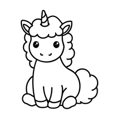 Outlined Beautiful Unicorn vector art Decorative Linework Illustration Design