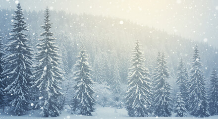 Naklejka premium Snowy Forest: Winter Wonderland Serenity AI Generated